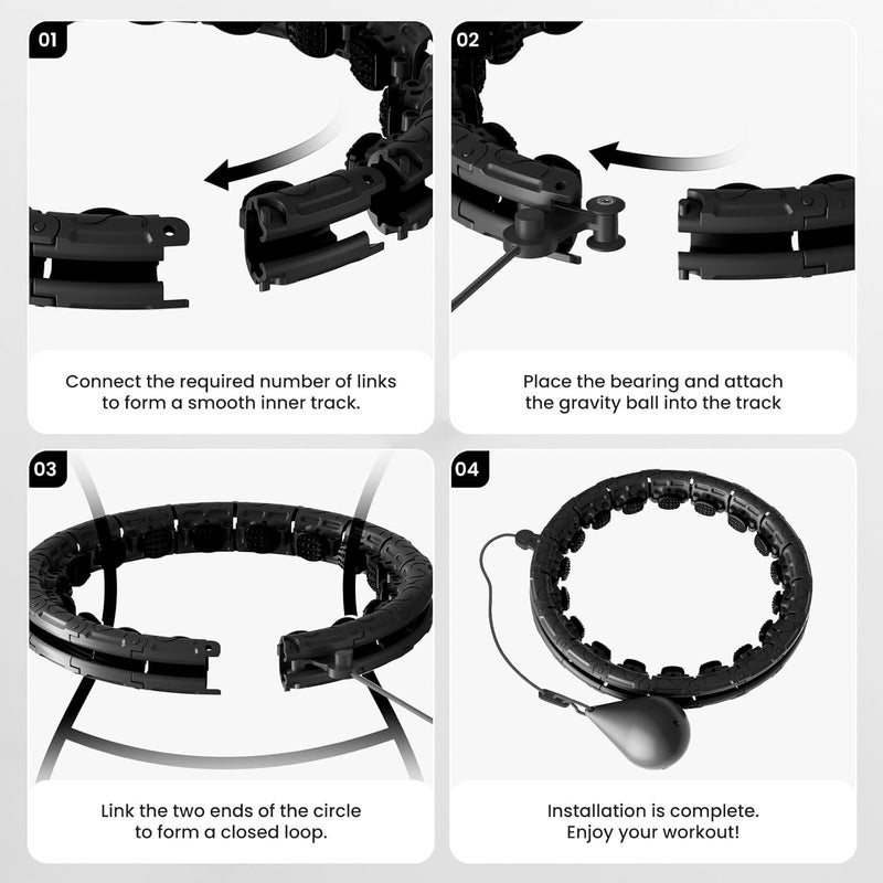 Fikswe Weighted Infinity Exercise Hoop - 64in 30 Links Smart Hoop for Adult Weight Loss, Plus Size Low-Impact Fitness Hoop for Beginners & Women​ - Image 4